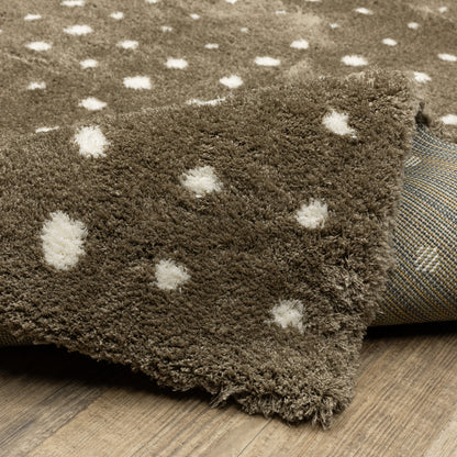 Galileo Circles Brown/ Ivory Geometric Cut Pile Rug