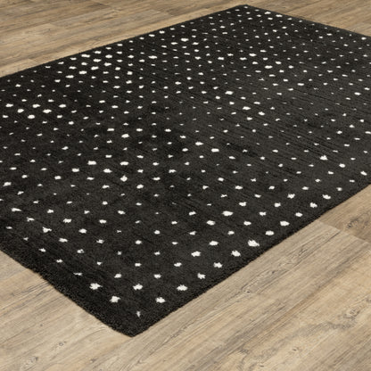 Galileo Circles Black/ Ivory Geometric Cut Pile Rug