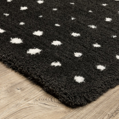 Galileo Circles Black/ Ivory Geometric Cut Pile Rug