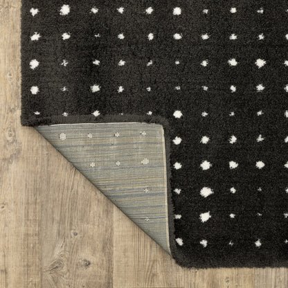 Galileo Circles Black/ Ivory Geometric Cut Pile Rug
