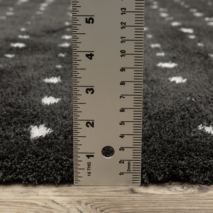 Galileo Circles Black/ Ivory Geometric Cut Pile Rug
