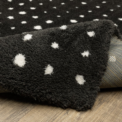 Galileo Circles Black/ Ivory Geometric Cut Pile Rug