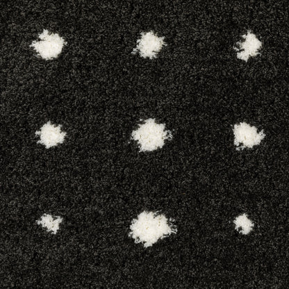 Galileo Circles Black/ Ivory Geometric Cut Pile Rug