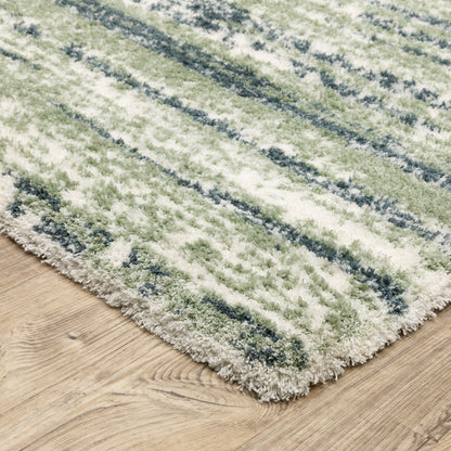 Galileo Distressed Blue/ Green Cut Pile Rug