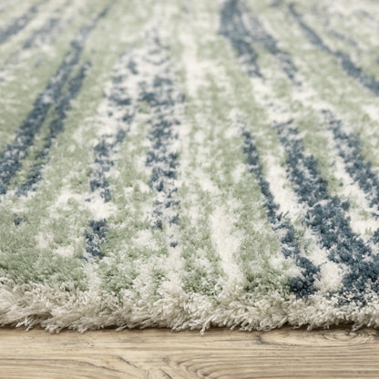 Galileo Distressed Blue/ Green Cut Pile Rug