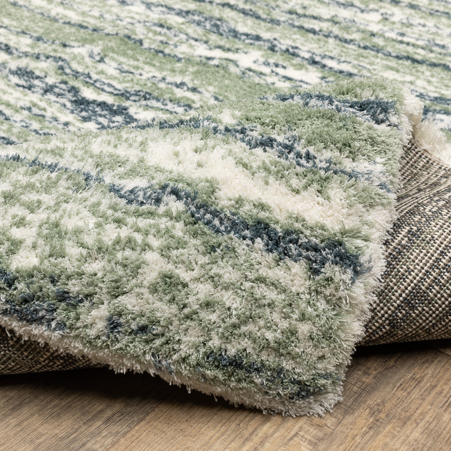 Galileo Distressed Blue/ Green Cut Pile Rug