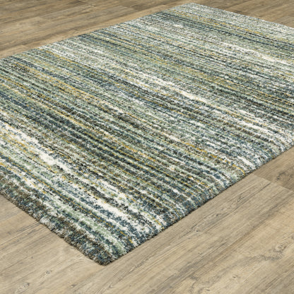 Galileo Distressed Green/ Blue Cut Pile Rug
