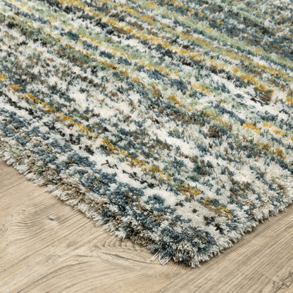 Galileo Distressed Green/ Blue Cut Pile Rug
