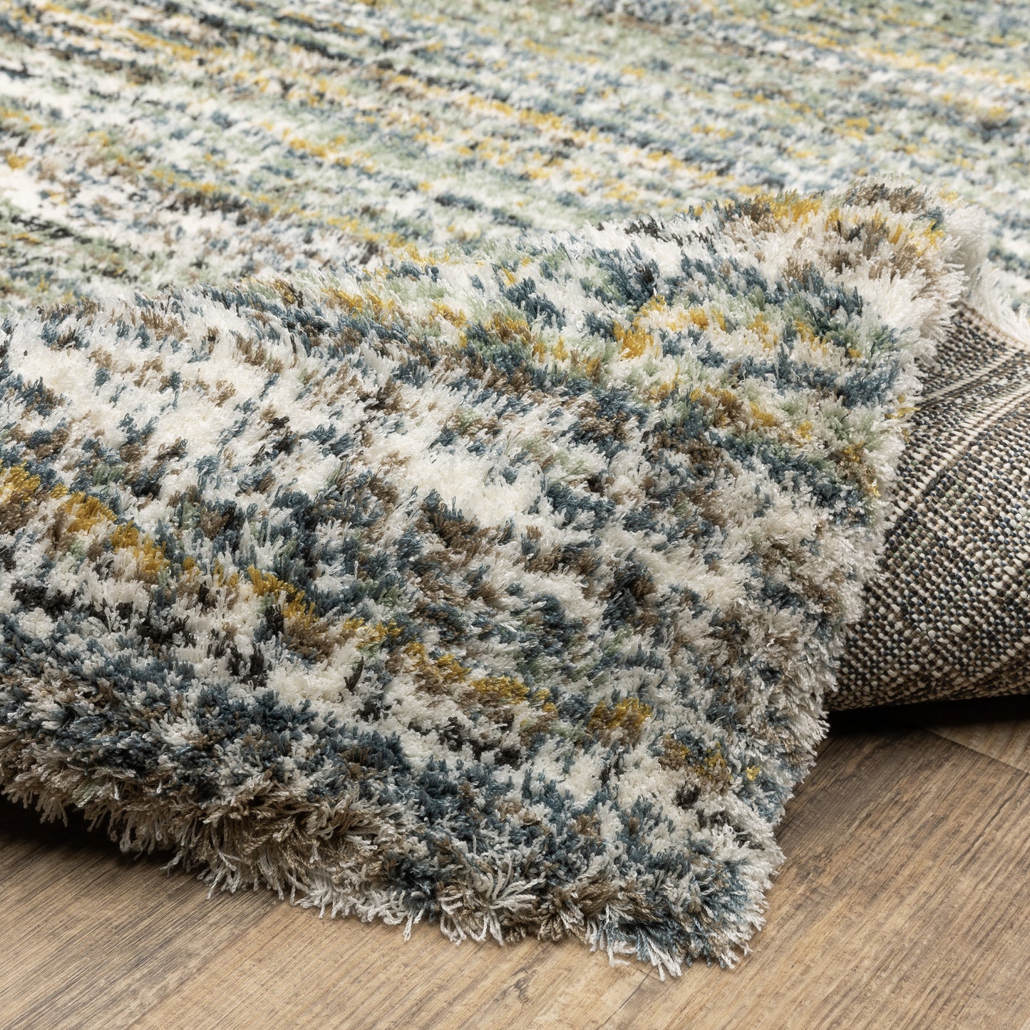 Galileo Distressed Green/ Blue Cut Pile Rug
