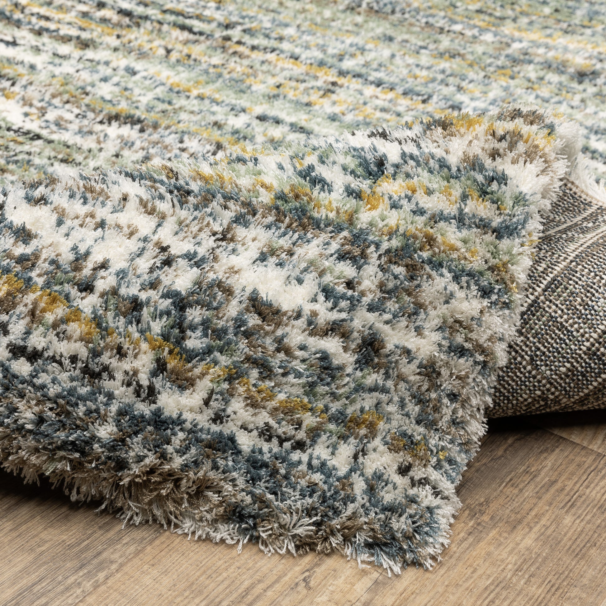 Galileo Distressed Green/ Blue Cut Pile Rug