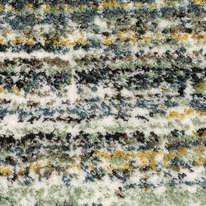 Galileo Distressed Green/ Blue Cut Pile Rug