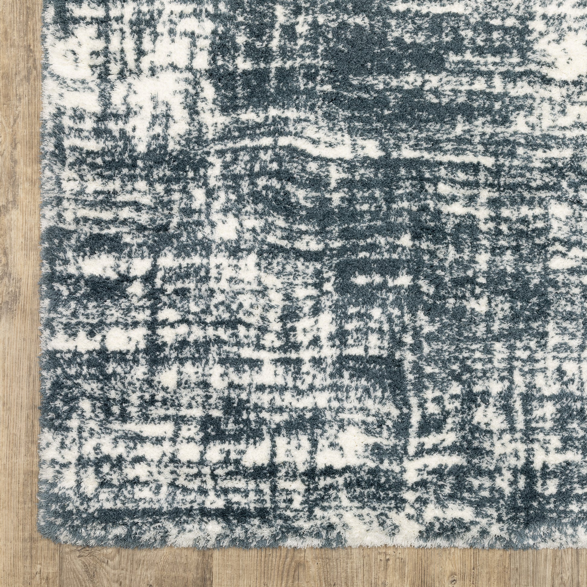 Galileo Abstract Blue/ Ivory Cut Pile Rug