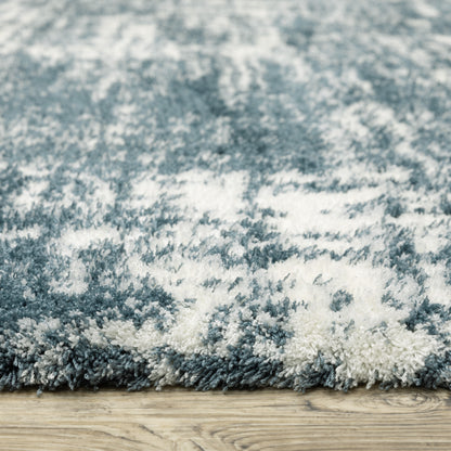 Galileo Abstract Blue/ Ivory Cut Pile Rug