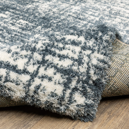 Galileo Abstract Blue/ Ivory Cut Pile Rug