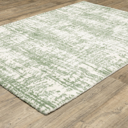 Galileo Abstract Green/ Ivory Cut Pile Rug