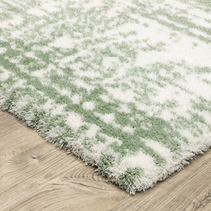 Galileo Abstract Green/ Ivory Cut Pile Rug