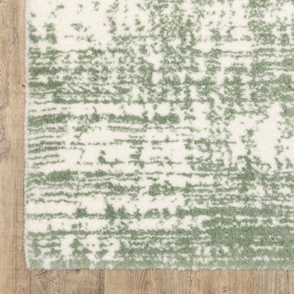 Galileo Abstract Green/ Ivory Cut Pile Rug
