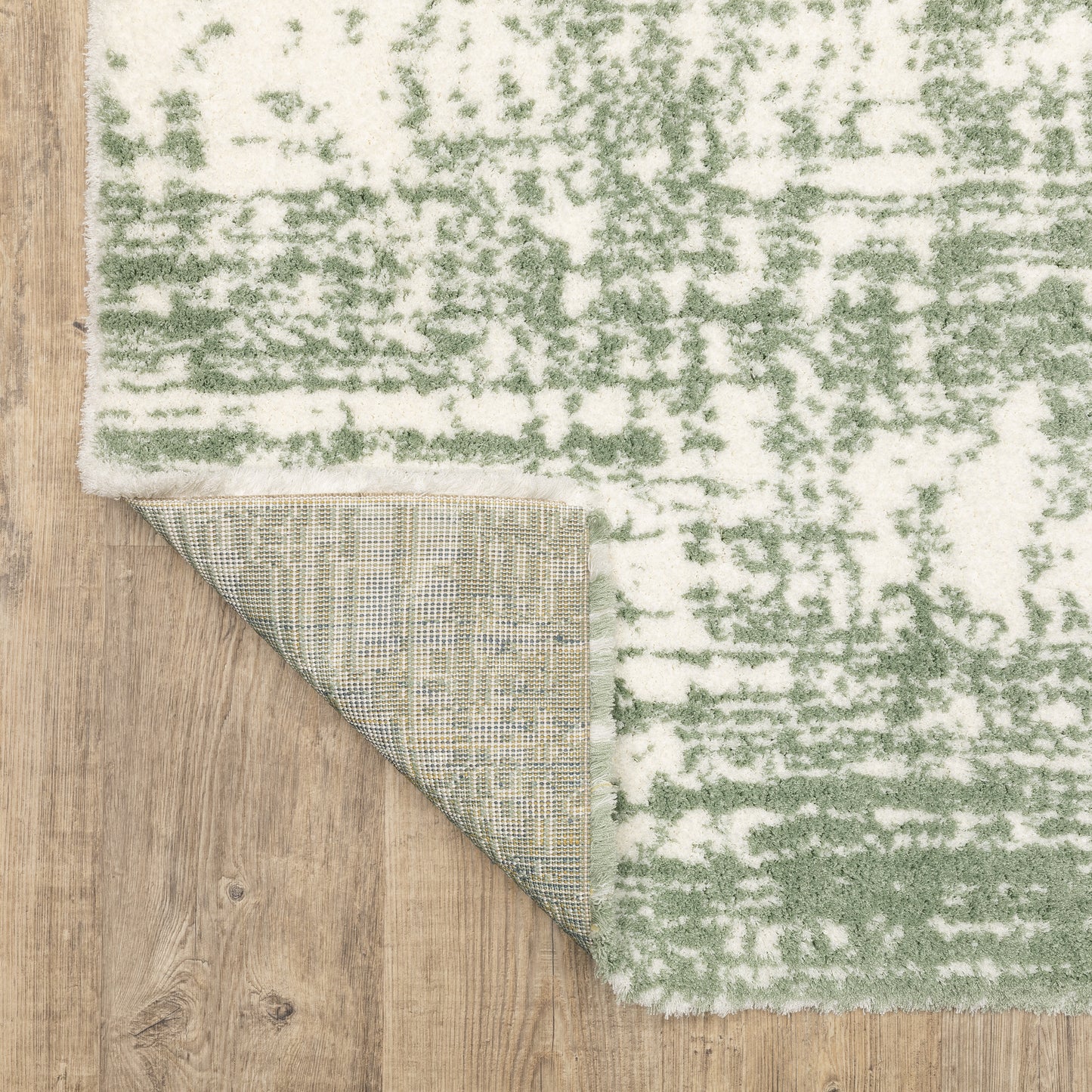 Galileo Abstract Green/ Ivory Cut Pile Rug