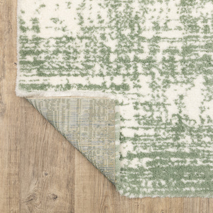 Galileo Abstract Green/ Ivory Cut Pile Rug