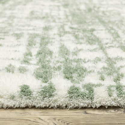 Galileo Abstract Green/ Ivory Cut Pile Rug