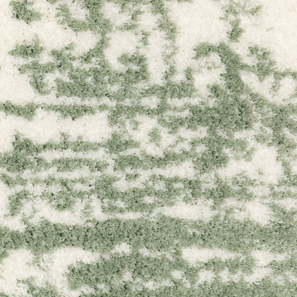 Galileo Abstract Green/ Ivory Cut Pile Rug