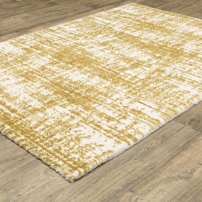 Galileo Abstract Gold/ Ivory Cut Pile Rug