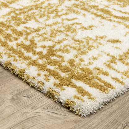 Galileo Abstract Gold/ Ivory Cut Pile Rug