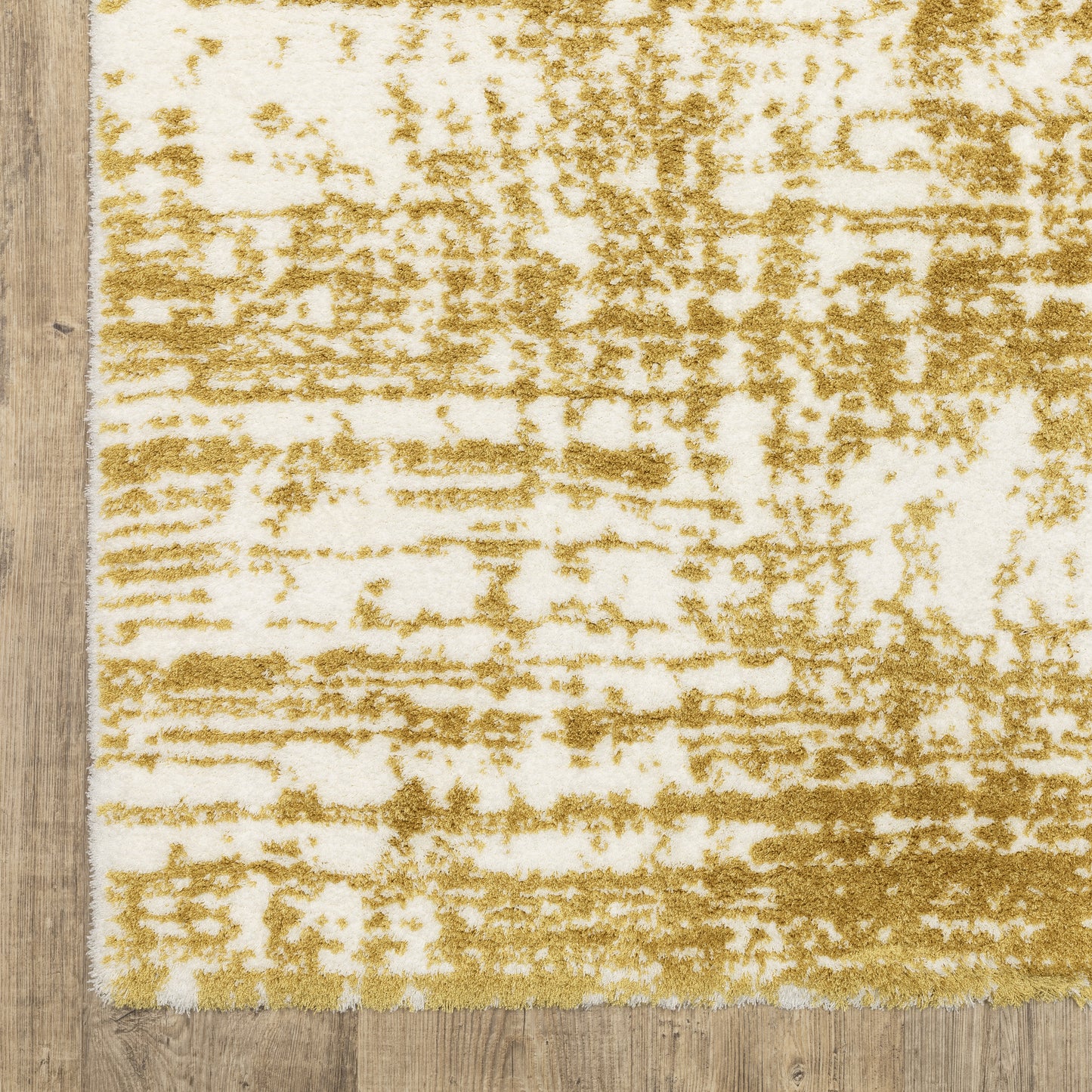 Galileo Abstract Gold/ Ivory Cut Pile Rug
