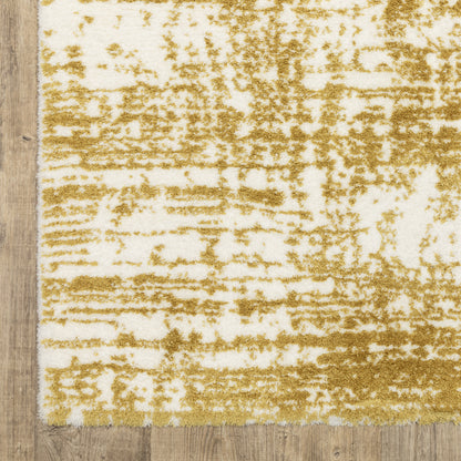 Galileo Abstract Gold/ Ivory Cut Pile Rug