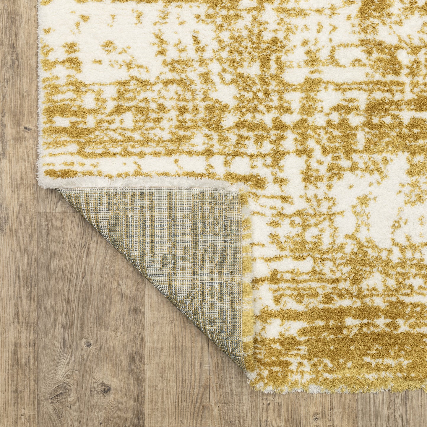 Galileo Abstract Gold/ Ivory Cut Pile Rug
