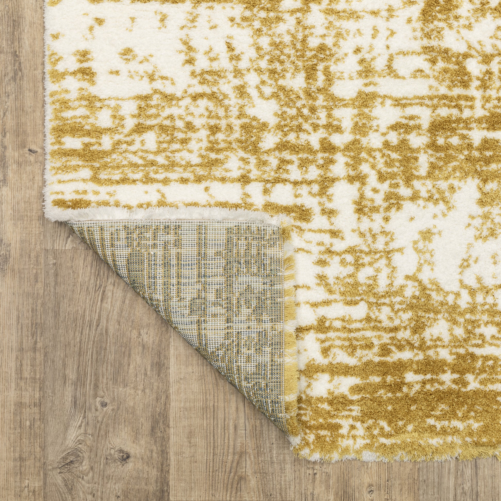 Galileo Abstract Gold/ Ivory Cut Pile Rug