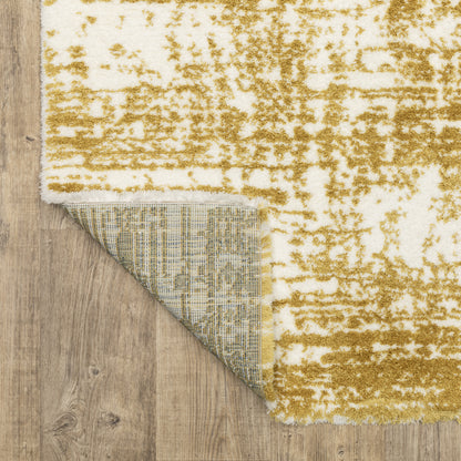 Galileo Abstract Gold/ Ivory Cut Pile Rug