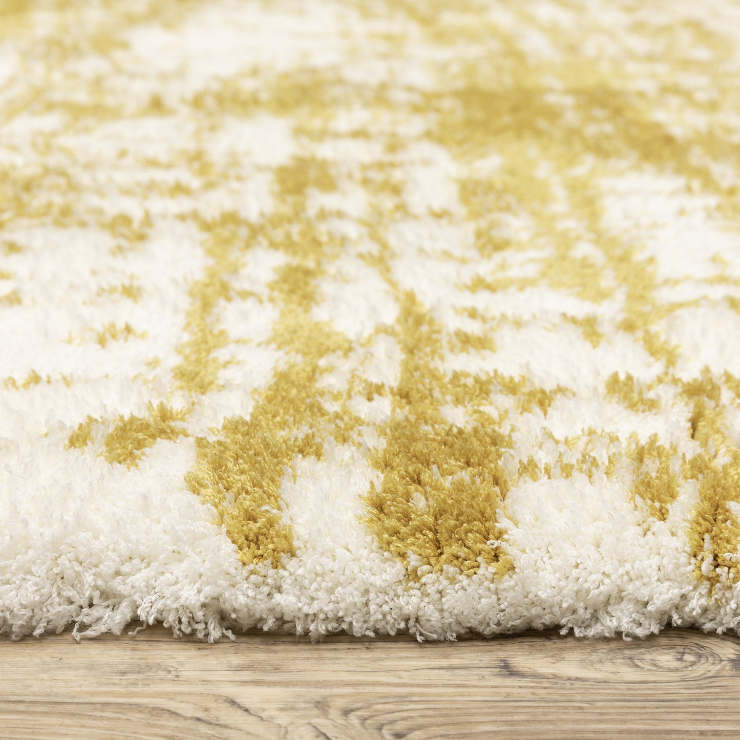 Galileo Abstract Gold/ Ivory Cut Pile Rug