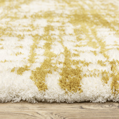 Galileo Abstract Gold/ Ivory Cut Pile Rug
