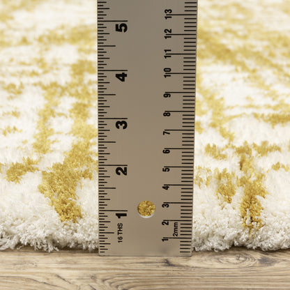 Galileo Abstract Gold/ Ivory Cut Pile Rug