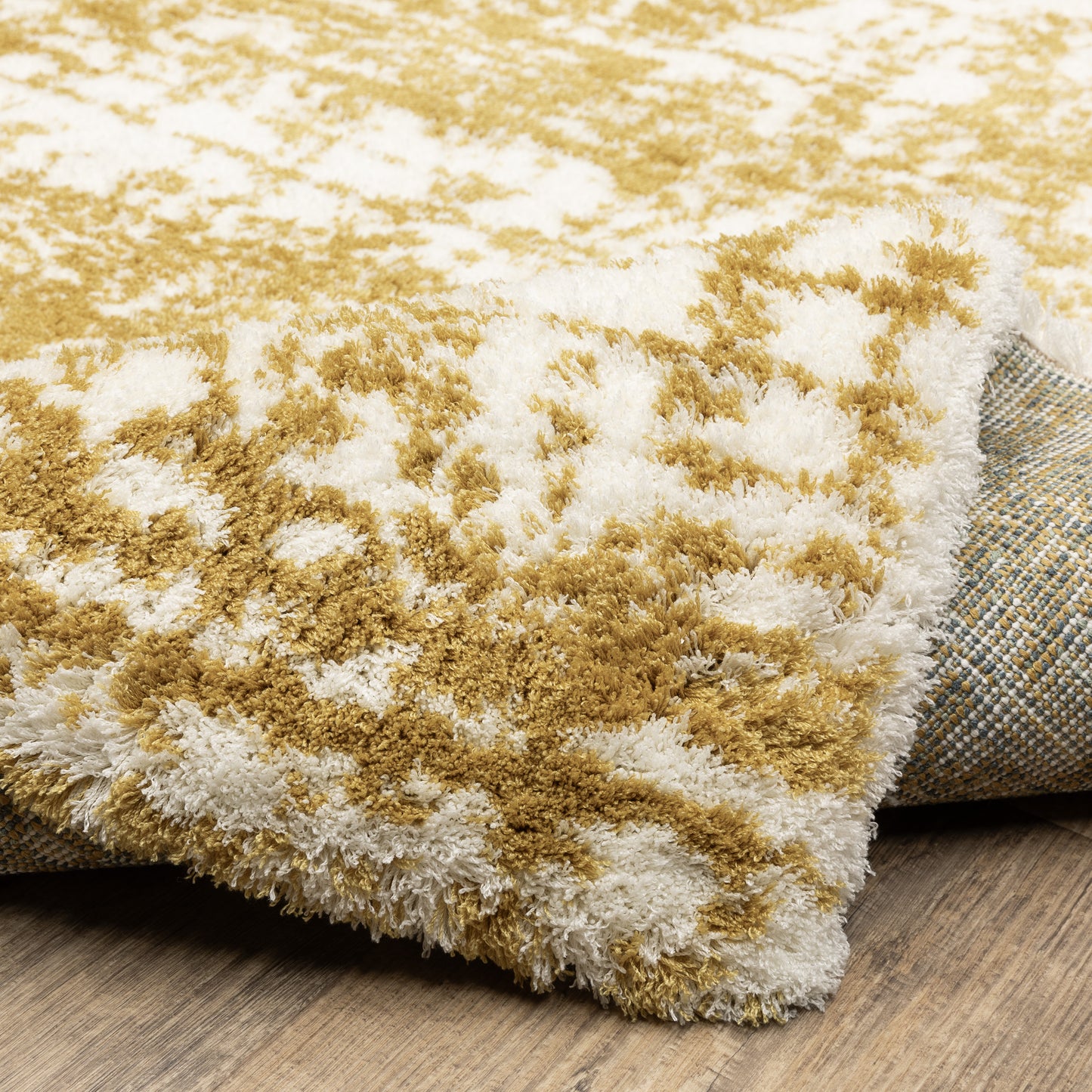 Galileo Abstract Gold/ Ivory Cut Pile Rug