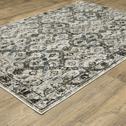 Gemini Distressed Charcoal/ Grey Medallion Cut Pile Rug