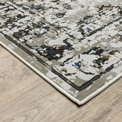 Gemini Distressed Charcoal/ Grey Medallion Cut Pile Rug
