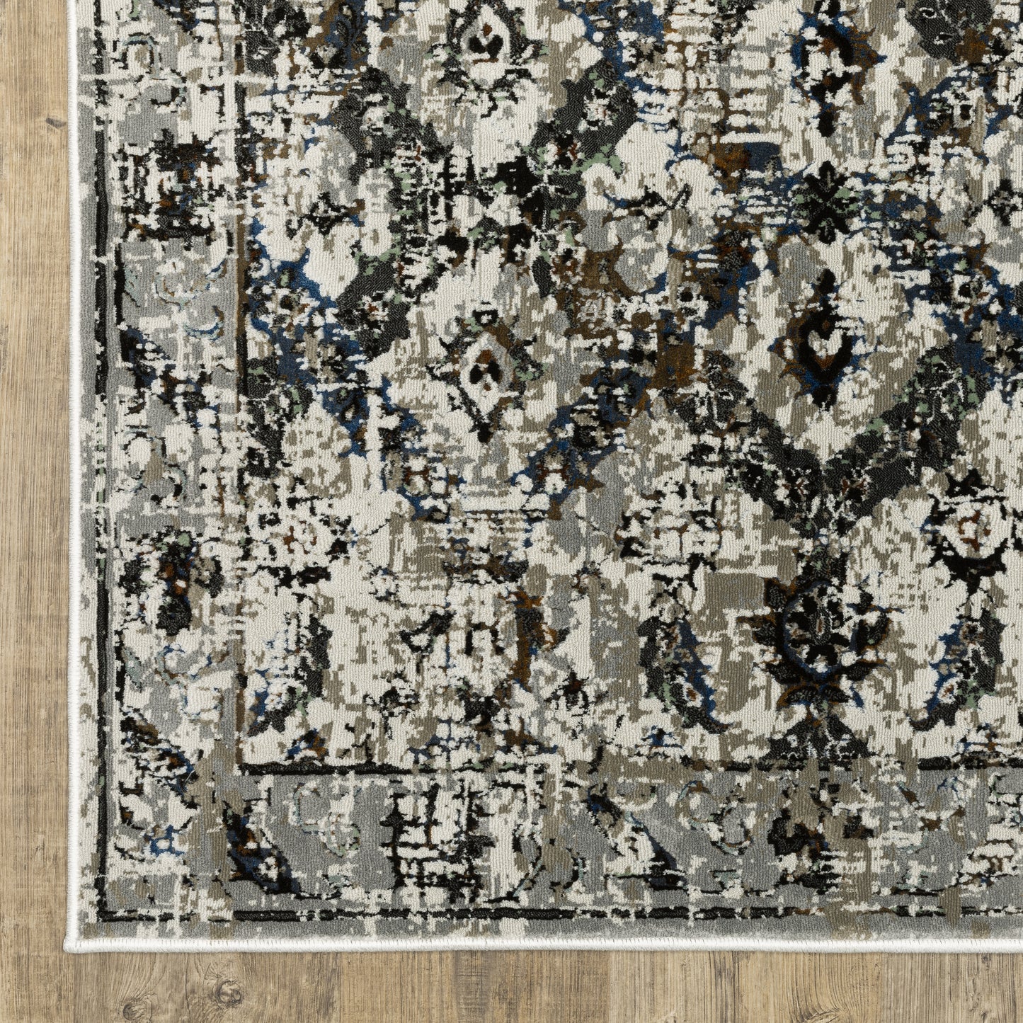 Gemini Distressed Charcoal/ Grey Medallion Cut Pile Rug
