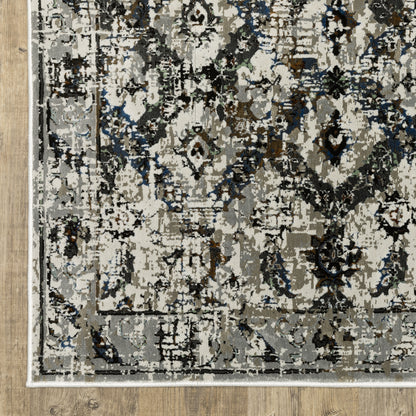 Gemini Distressed Charcoal/ Grey Medallion Cut Pile Rug
