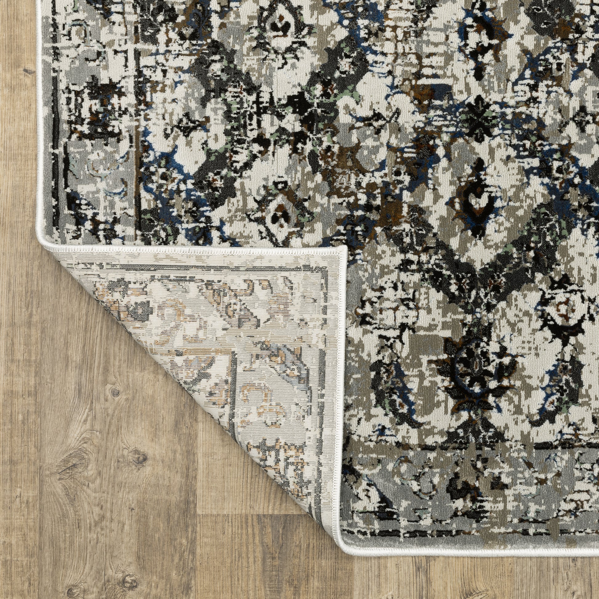Gemini Distressed Charcoal/ Grey Medallion Cut Pile Rug