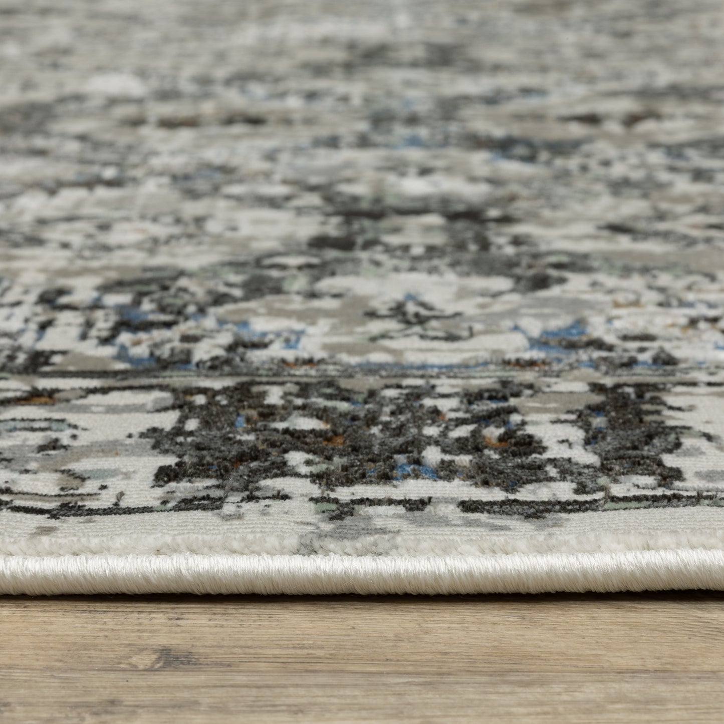Gemini Distressed Charcoal/ Grey Medallion Cut Pile Rug