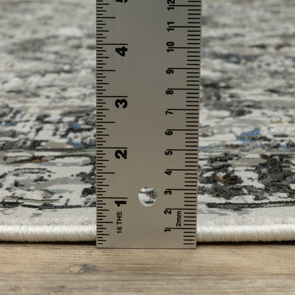 Gemini Distressed Charcoal/ Grey Medallion Cut Pile Rug