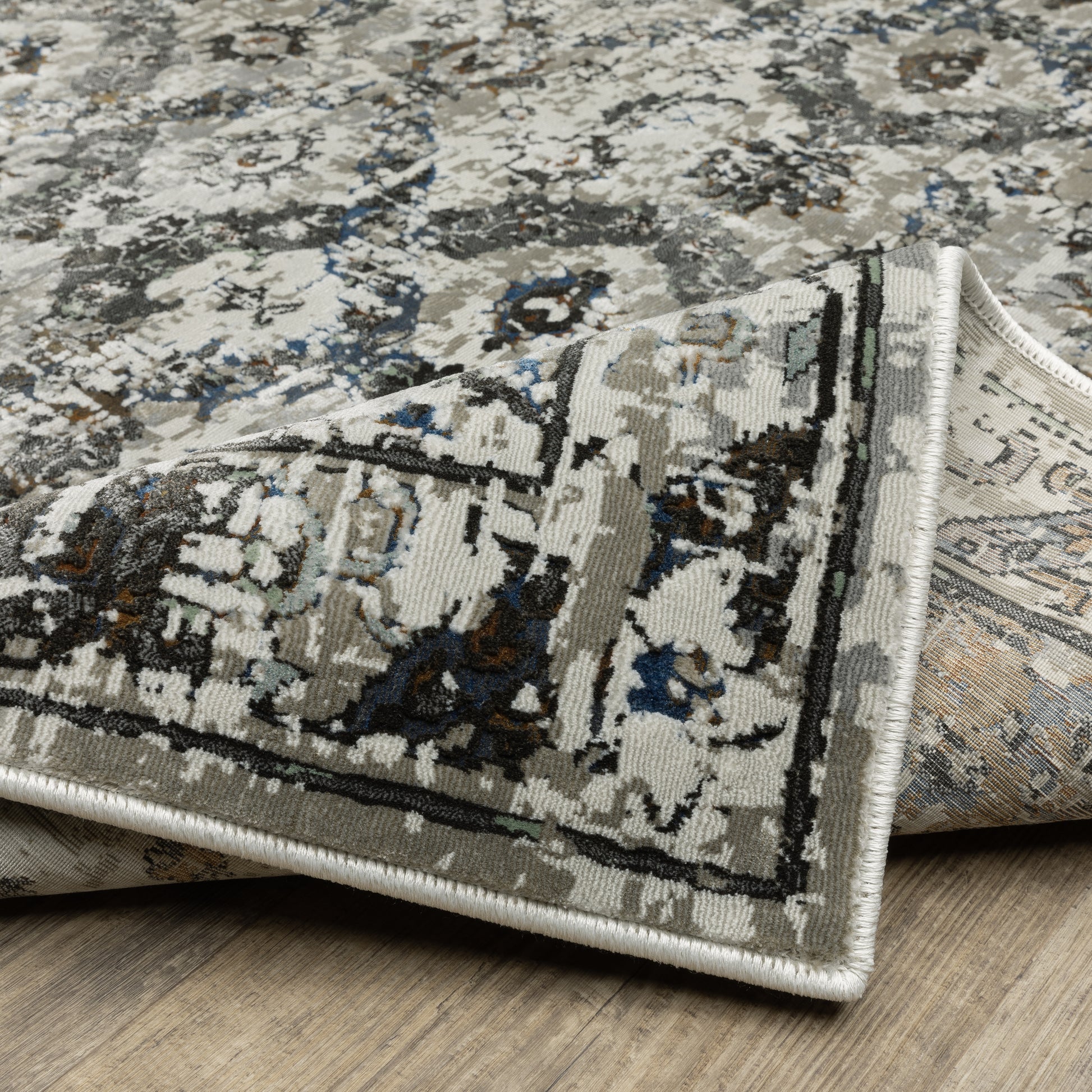 Gemini Distressed Charcoal/ Grey Medallion Cut Pile Rug