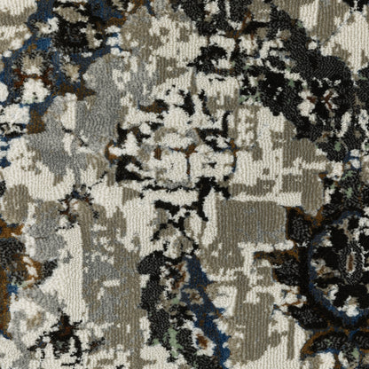 Gemini Distressed Charcoal/ Grey Medallion Cut Pile Rug