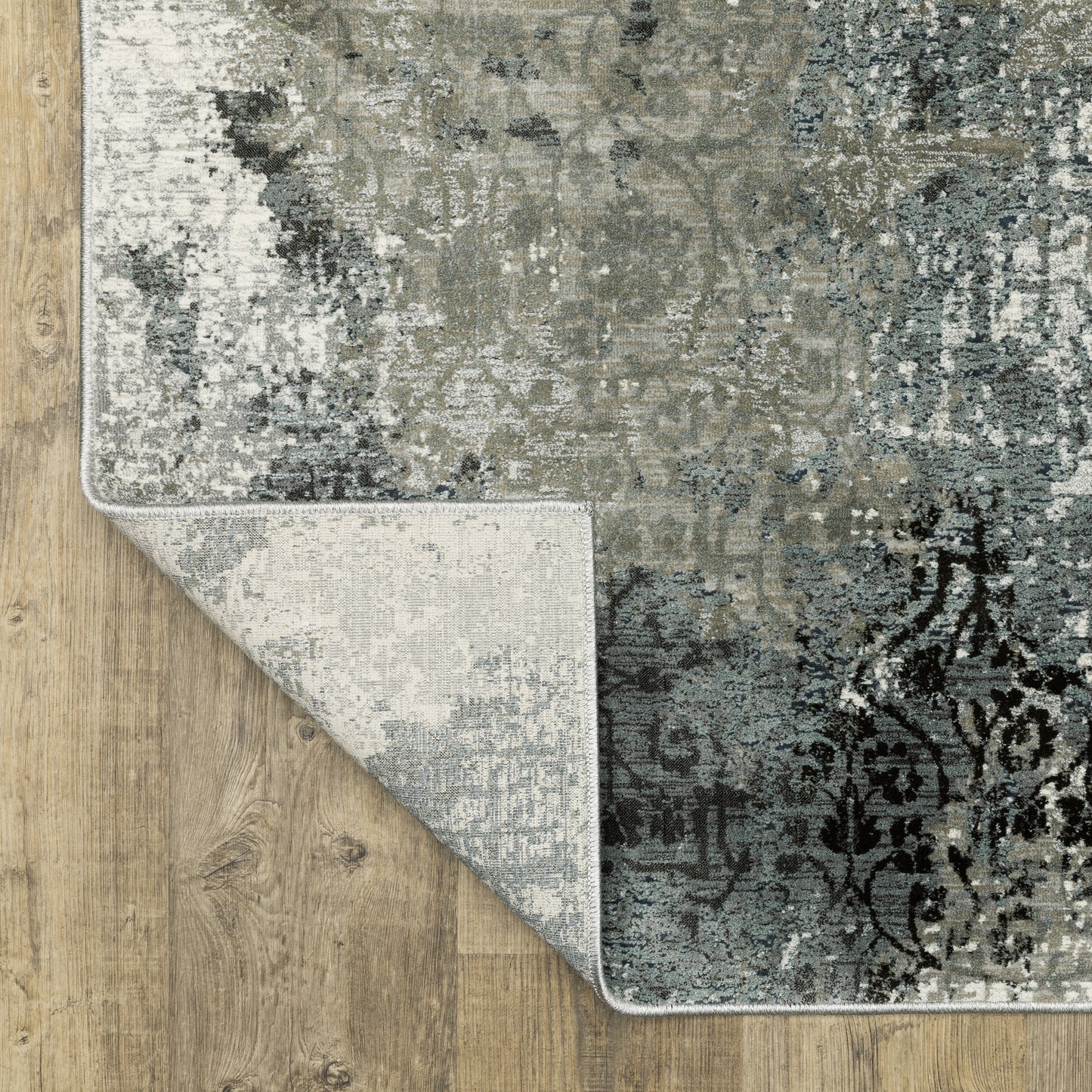 Gemini Distressed Beige/ Blue Floral Cut Pile Rug