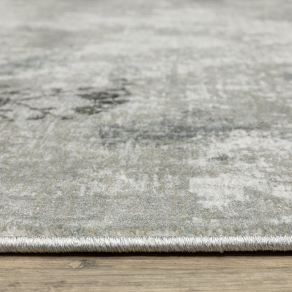 Gemini Distressed Beige/ Blue Floral Cut Pile Rug