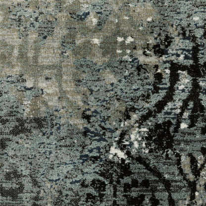 Gemini Distressed Beige/ Blue Floral Cut Pile Rug