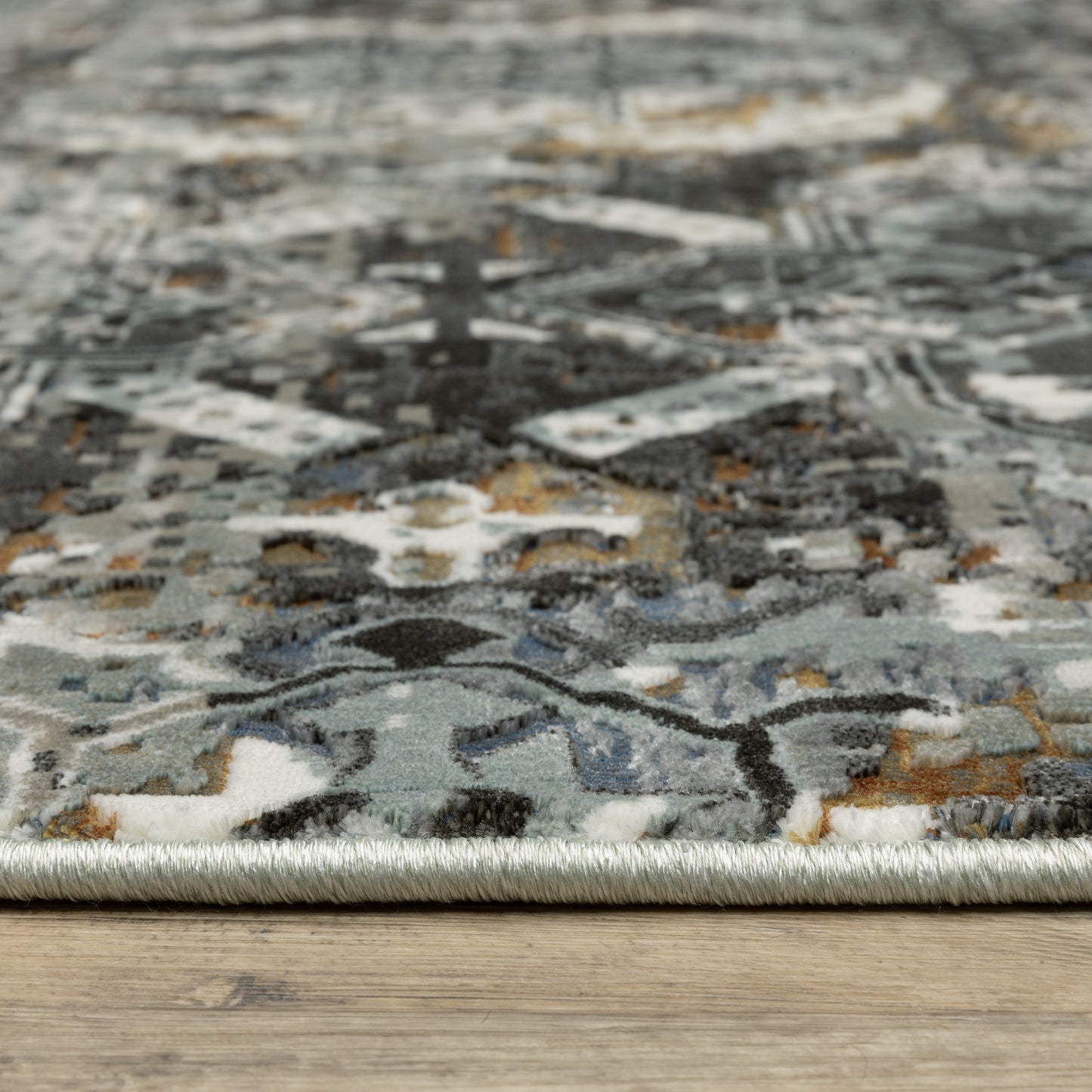 Gemini Distressed Charcoal/ Multi Medallion Cut Pile Rug