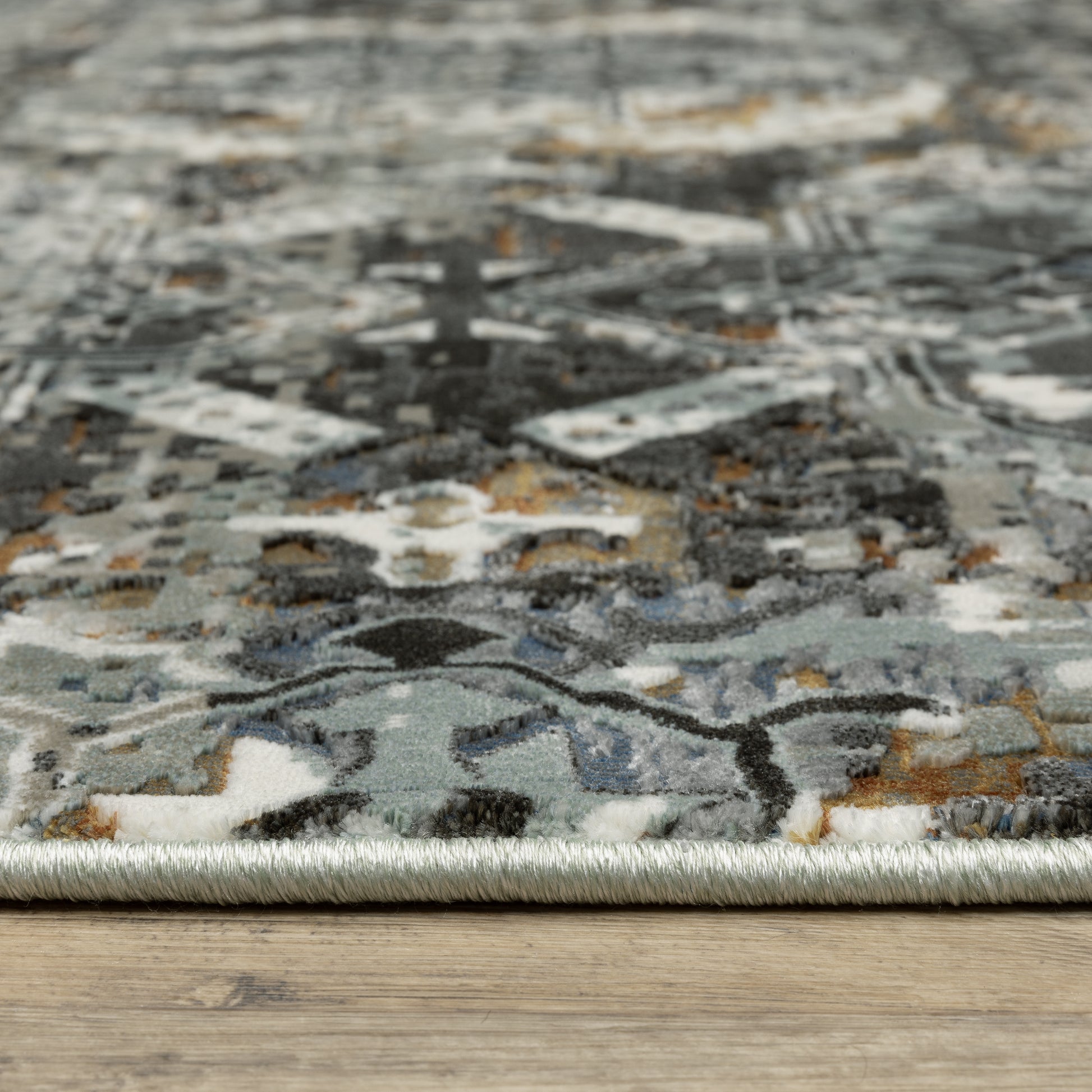 Gemini Distressed Charcoal/ Multi Medallion Cut Pile Rug